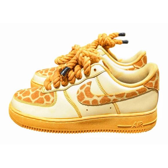 NIKE Air Force 1 Low Custom Orange Dip Dye Rope Lace Sneakers Size 8.5 - Picture 3 of 9